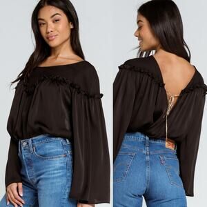 NWT Free People Intimately She's a Natural Bodysuit in Black Size Small‎